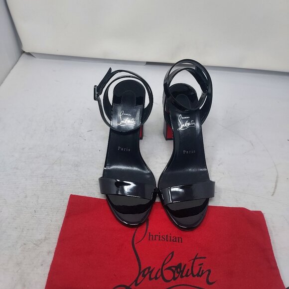 CHRISTIAN LOUBOUTIN Miss Sabina Black Ankle Strap Block Heel Sandal - Picture 5 of 12